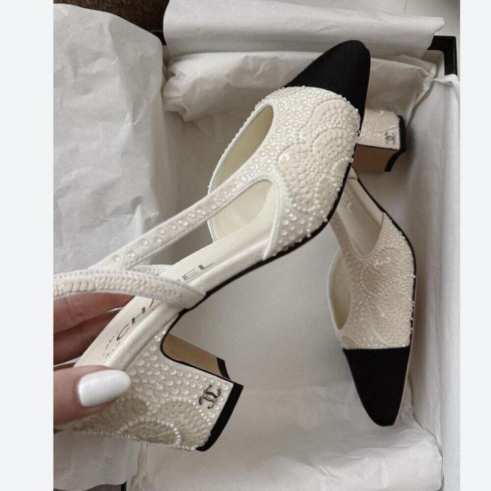 Chanel 2024 embellished slingback heels 39.5 - Picture 3 of 12